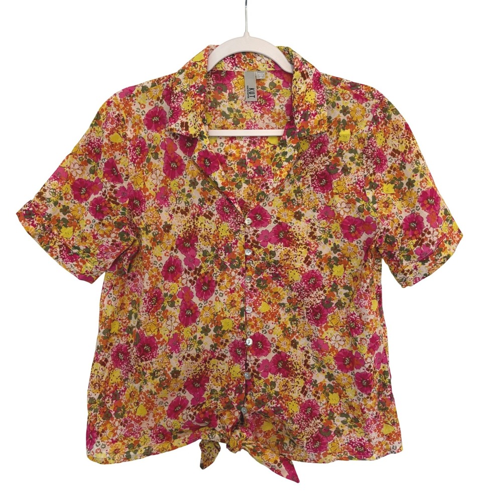 Cottagecore Floral Button Up Shirt KUT From The Kloth Penelope Tie Front Medium